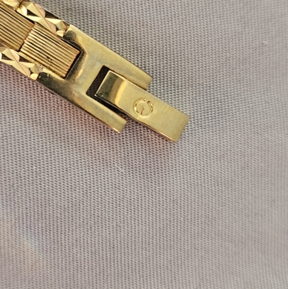 Vtg Elgin Bezel nugget Watch  Pearl face gold 7" pls research this sale- - Picture 3 of 8